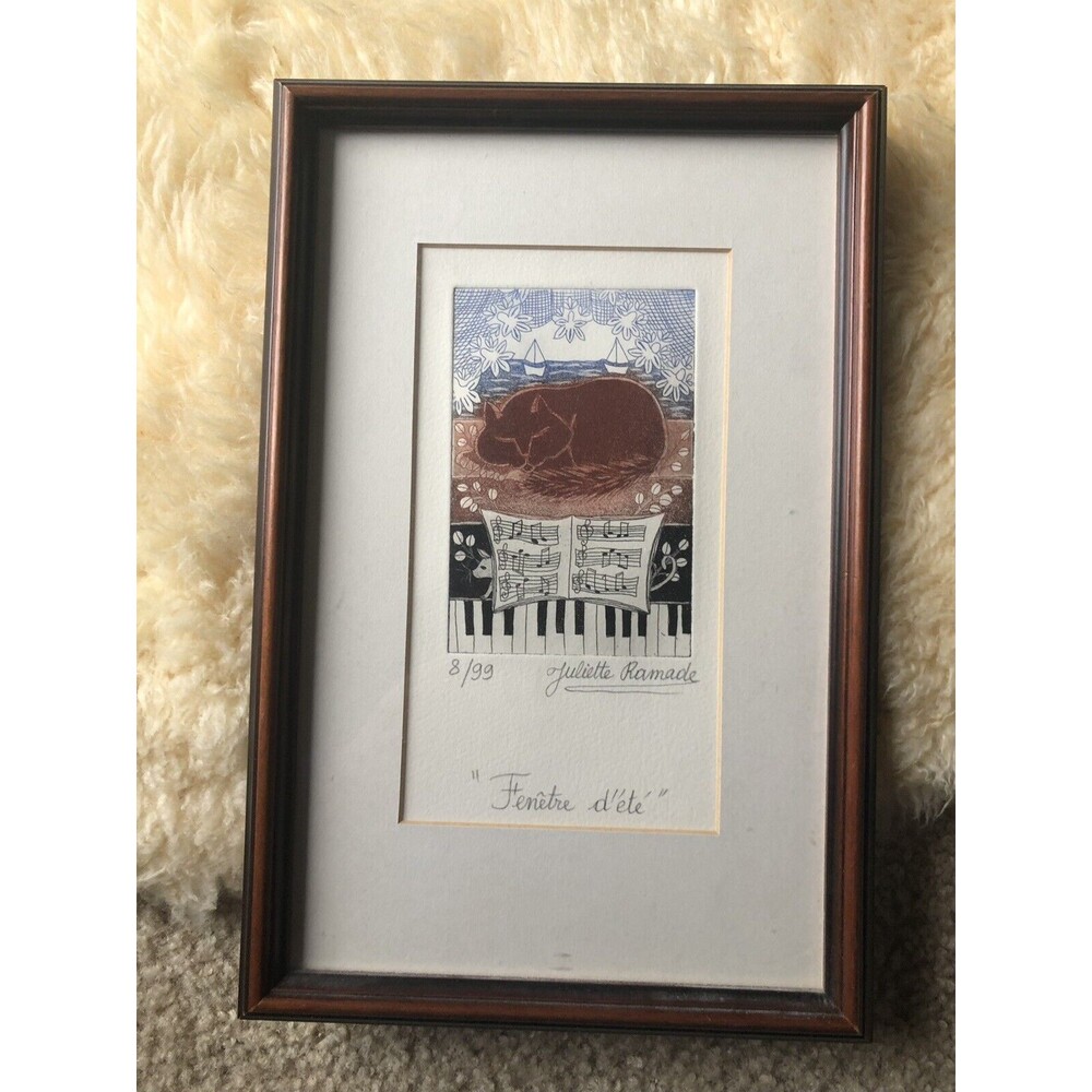 Juliette Ramade "Fenetre D Etre Framed Signed Numbered - Cat Art
